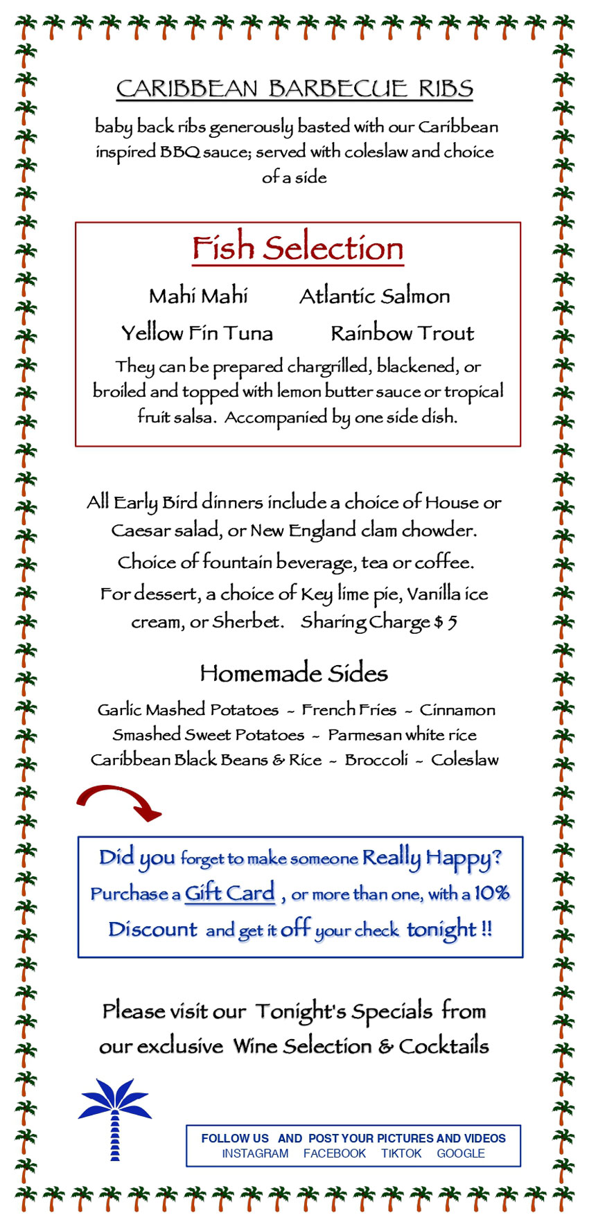 Early bird menu two